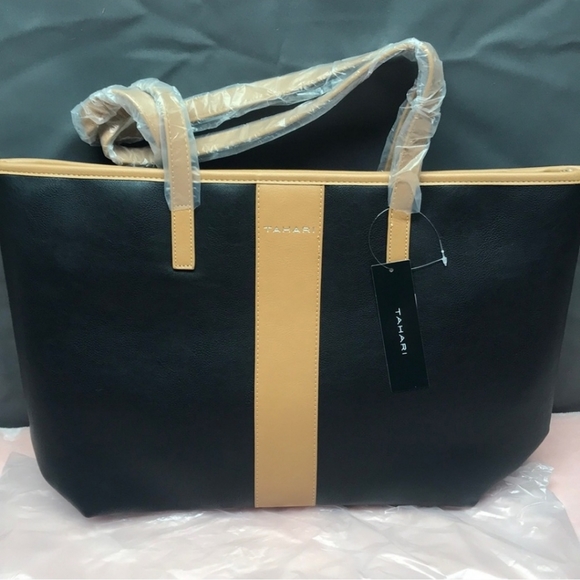 Tahari two-tone retails for $118 "Kristen" faux leather tote. NWT - Picture 6 of 10